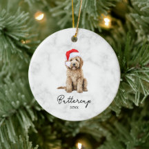 Aquarelle Goldendoodle Farmhouse Noël