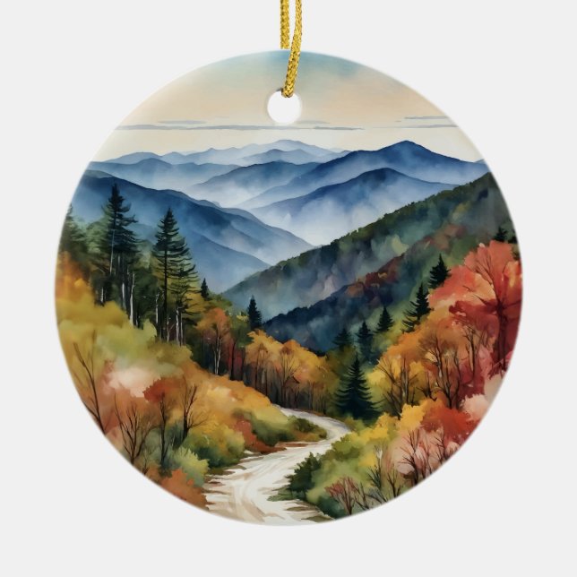 Décoration En Céramique Aquarelle Great Smoky Mountains (Devant)