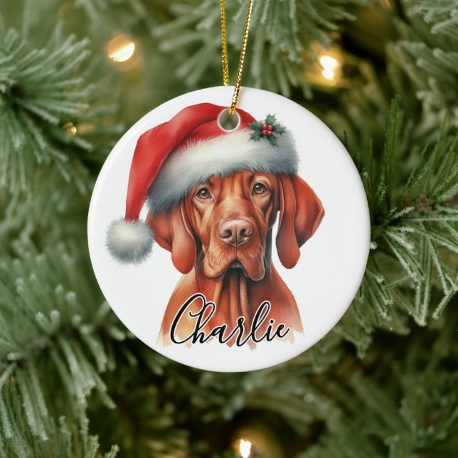 Décoration En Céramique Aquarelle Hongroise Vizsla Chien Personnalisé (Arbre)