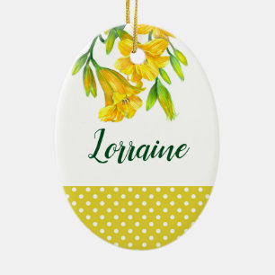 Décoration En Céramique Aquarelle Jaune Lys Floral Art Design