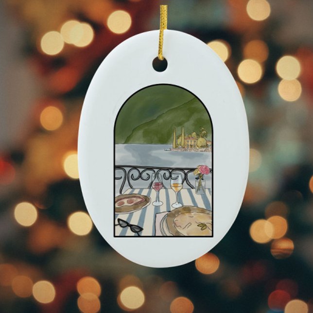 Décoration En Céramique Aquarelle Lac de Côme Italie (Créateur téléchargé)