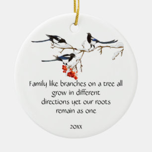 Décoration En Céramique Aquarelle Magpie Famille Citation Animal Nature