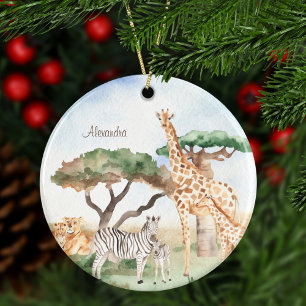 Décoration En Céramique Aquarelle maman et bébé Animal africain Noël