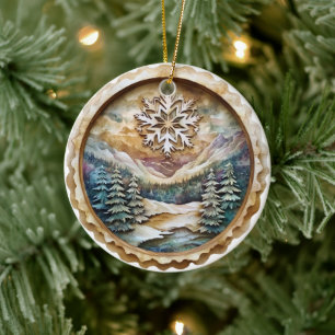 Décoration En Céramique Aquarelle Montagne rustique