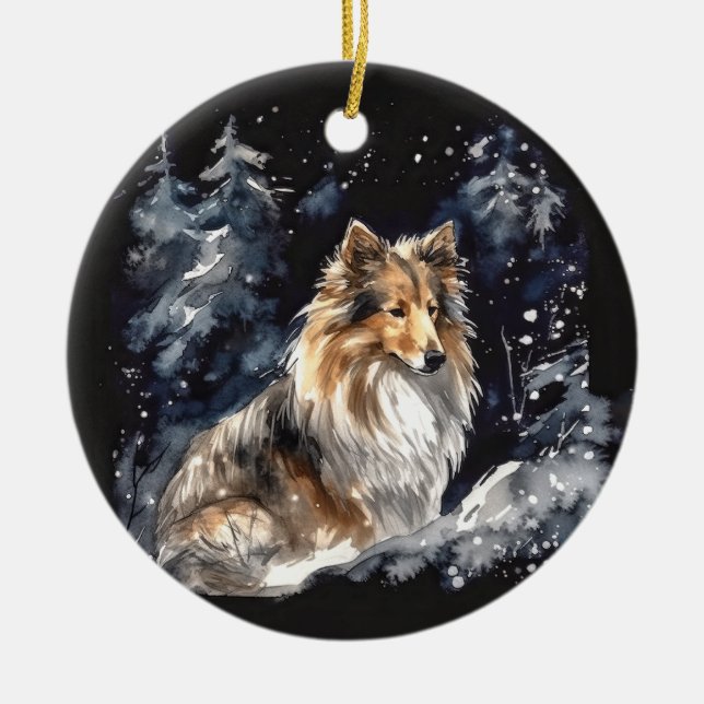 Décoration En Céramique Aquarelle Noël (Devant)