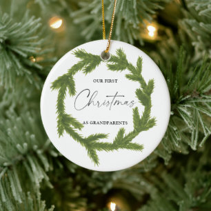 Décoration En Céramique Aquarelle Notre premier Noël en tant que grands-pa
