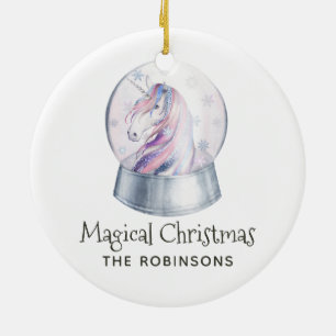 Décoration En Céramique Aquarelle Parties scintillant Unicorne Noël Photo 