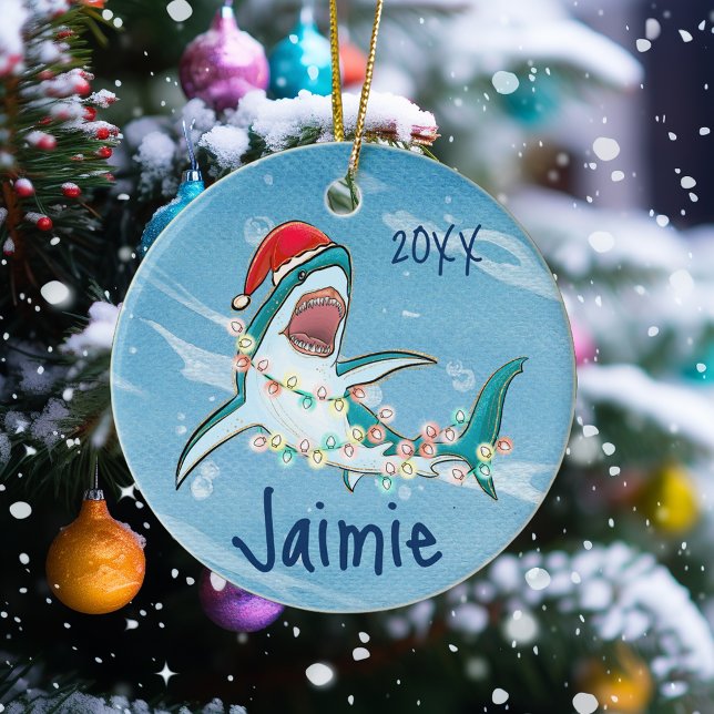 Décoration En Céramique Aquarelle personnalisée Grand requin blanc Océan (Créateur téléchargé)