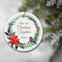 Aquarelle Poinsettia premier Noël ensemble