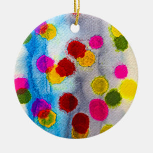Décoration En Céramique Aquarelle pois bleue abstraite