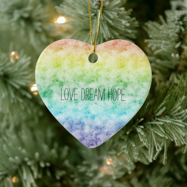 Décoration En Céramique Aquarelle Rainbow Love Dream Hope Personnalisé (Arbre)