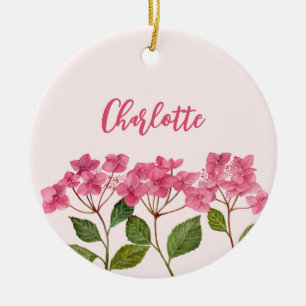 Décoration En Céramique Aquarelle rose Hydrangée Lacecaps Peinture aux fle