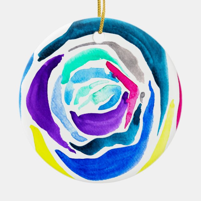 Décoration En Céramique Aquarelle rose pop art bleu (Devant)