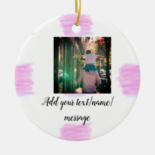 Décoration En Céramique Aquarelle rose violet père fils papa ajouter l'ima