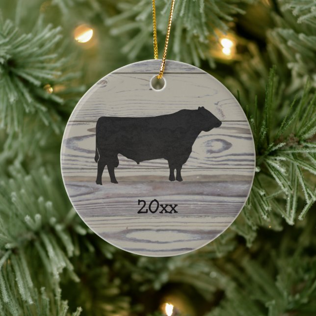 Décoration En Céramique Aquarelle Russe en bois Angus Bull (Arbre)
