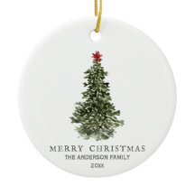 Aquarelle simple Arbre de Noël Année photo