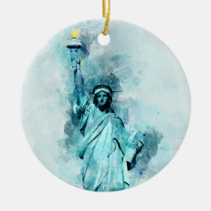 Décoration En Céramique Aquarelle Statue de la Liberté