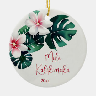 Décoration En Céramique Aquarelle Tropical Mele Kalikimaka Photo de fami