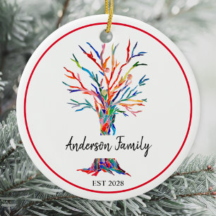 Décoration En Céramique Arbre de famille arc-en-ciel personnalisé