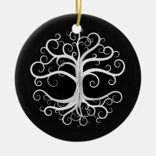 Décoration En Céramique Arbre de la vie noir et blanc