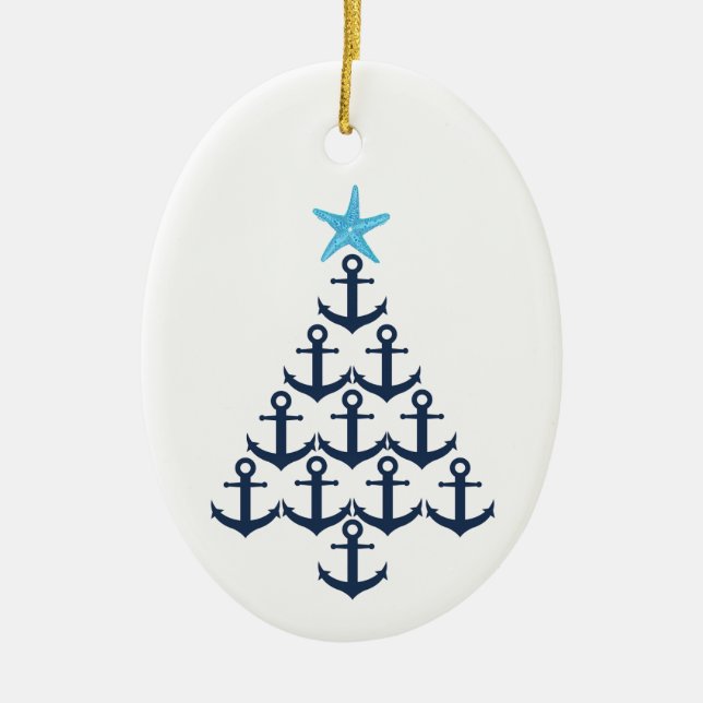 Décoration En Céramique Arbre de Noël Ancre nautique (Devant)