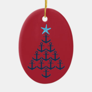 Décoration En Céramique Arbre de Noël Ancre nautique