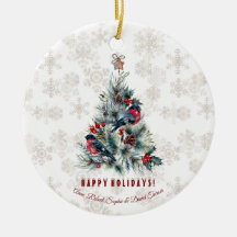 Arbre de Noël Berries voeux de vacances Monogramme