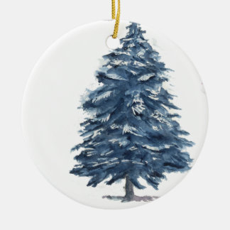 Décoration En Céramique Arbre de Noël bleu - Aquarelle rose et bleu
