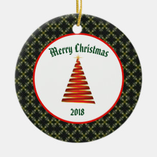 Décoration En Céramique Arbre de Noël contemporain avec Motif en diamant