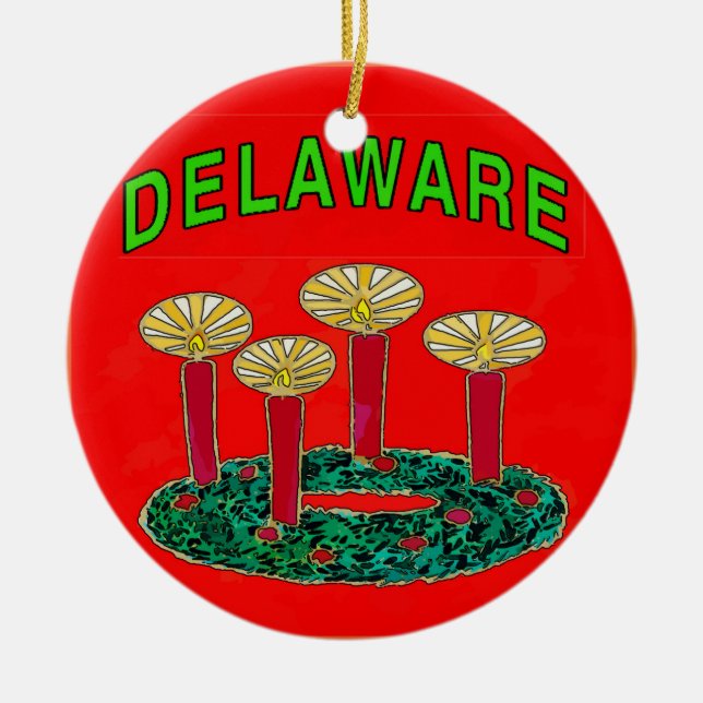 Décoration En Céramique Arbre de Noël du Delaware (Devant)