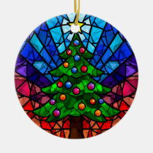 Arbre de Noël en verre coloré géométrique
