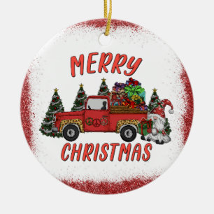 Décoration En Céramique Arbre de Noël Gnome Camion Faux Parties scintillan