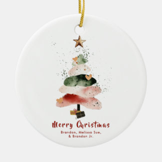 Décoration En Céramique Arbre de Noël Moderne à l'Aquarelle pour la Fête d