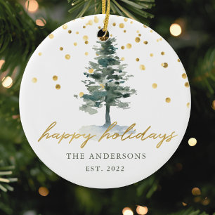 Décoration En Céramique Arbre de Noël Moderne en Écriture Dorée Joyeuses F