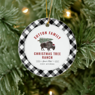 Décoration En Céramique Arbre de Noël Père Noël Buffalo Plaid Motif