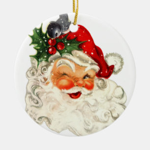 Décoration En Céramique Arbre de Noël Père Noël Vintage Personnalisé