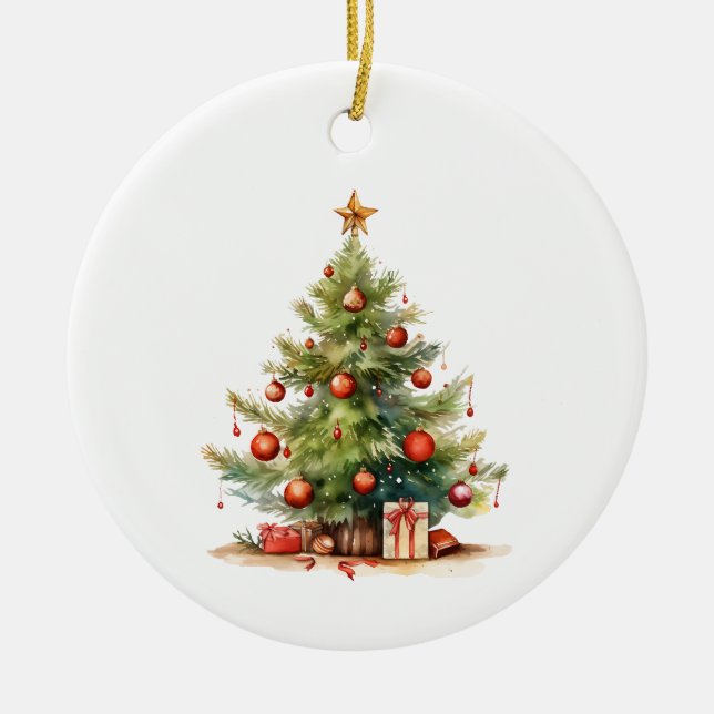 Décoration En Céramique Arbre de Noël personnalisé (Devant)
