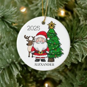 Décoration En Céramique Arbre de Noël personnalisé Père Noël Reindeer