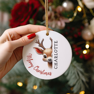 Décoration En Céramique Arbre de Noël personnalisé pour enfants avec renne
