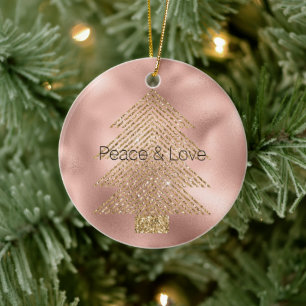 Décoration En Céramique Arbre de Noël rose Gold Glitzy Parties scintillant