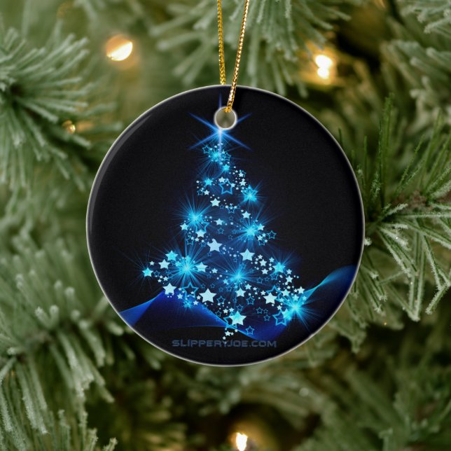 Décoration En Céramique arbre de Noël stylisé SlipperyJoe bleu brillant s (Arbre)