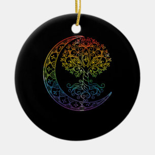 Décoration En Céramique Arbre de vie Cresent Moon Phases Mandala Yoga Cade