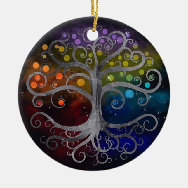 Décoration En Céramique Arbre de vie Silver Swirl (Devant)