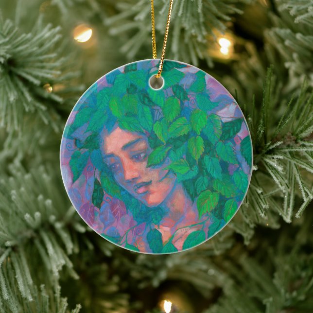 Décoration En Céramique Arbre Dryad Spirit Vert Feuilles Surreal Imaginair (Arbre)