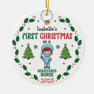 Décoration En Céramique Arbre personnalisé de Noël de l'infirmière autoris