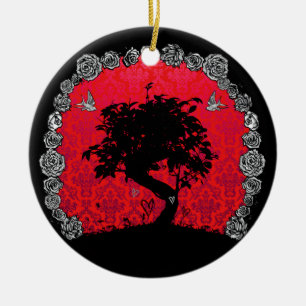 Décoration En Céramique Arbre rose de bonsaïs de tatouage d'hirondelle