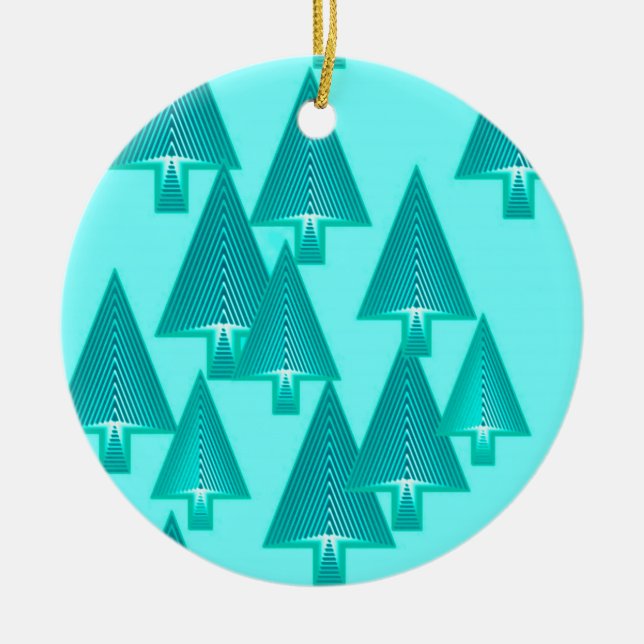 Décoration En Céramique Arbres de Noël métalliques modernes - turquoise (Devant)