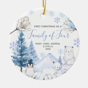 Décoration En Céramique ARCTIC hiver 1er Noël en famille de quatre