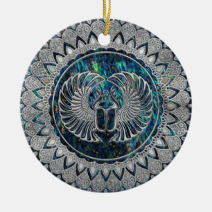 Décoration En Céramique Argent et ormeau égyptiens de scarabée de scarab