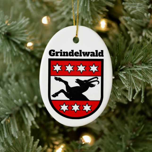Décoration En Céramique Armoiries de Grindelwald, Suisse (Arbre)